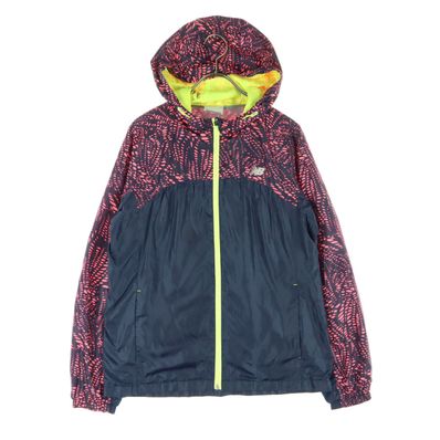 NEW BALANCE ニューバランス ロゴプリント 総柄 長袖 ウインドブレーカー L ネイビー フーディー