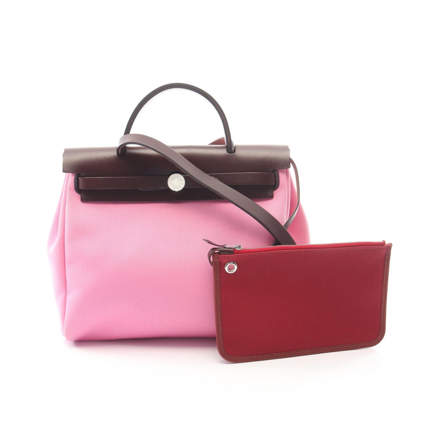 エルメス HERMES エールバッグジップPM ルージュアッシュ 2WAY ハンドバッグ バッグ レザー キャンバス トワルオフィシェ ヴァッシュハンター ルージュアッシュ Z刻印(2021年製造) レディース ピンク系 / ブラウン系 【中古】