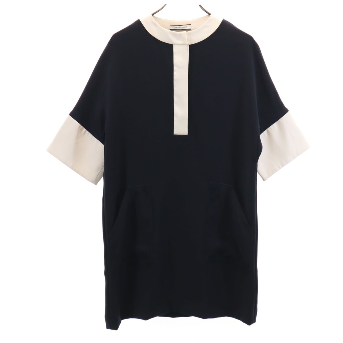 FOXEY NEW YORK フォクシーニューヨーク 日本製 5分袖 ワンピース 38 ネイビー