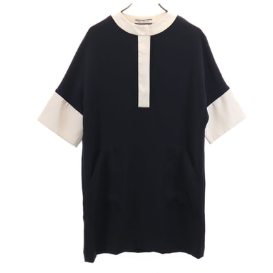 FOXEY NEW YORK フォクシーニューヨーク 日本製 5分袖 ワンピース 38 ネイビー
