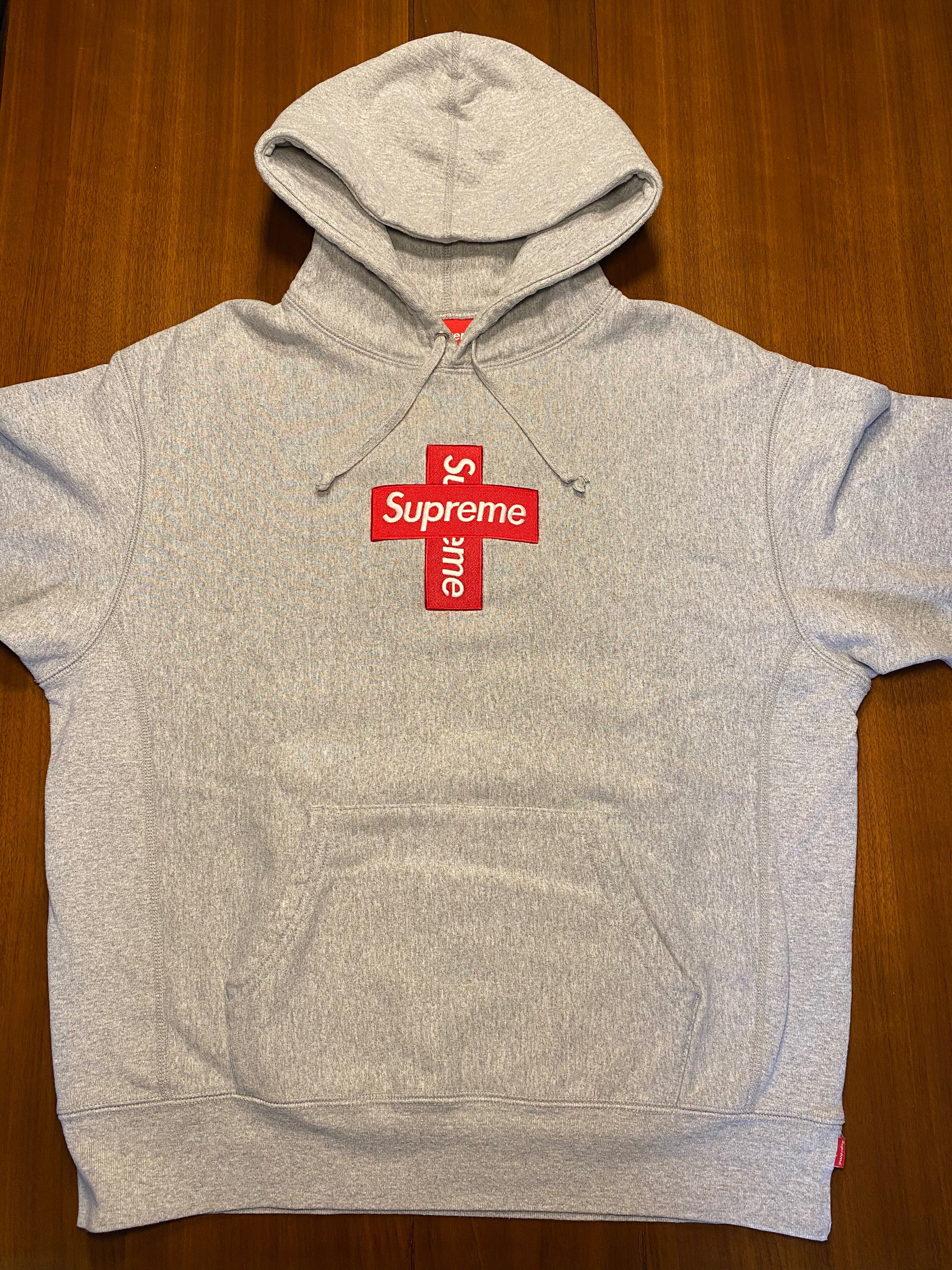 Supreme Cross Box Logo Hooded Sweatshirt "Grey"