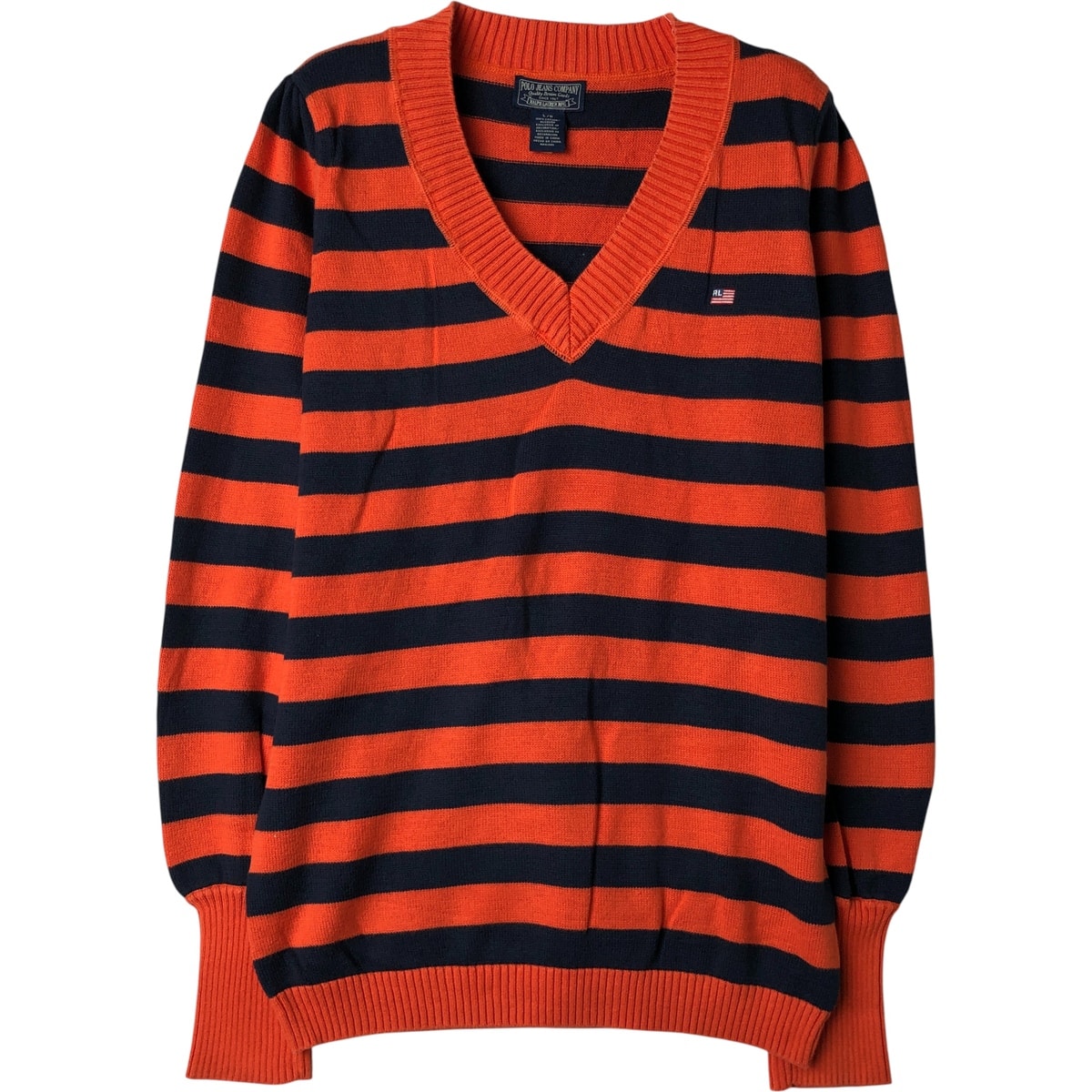 古着 00年代 ラルフローレン Ralph Lauren POLO JEANS COMPANY ボーダー柄 コットンニットセーター メンズL相当/eaa399112