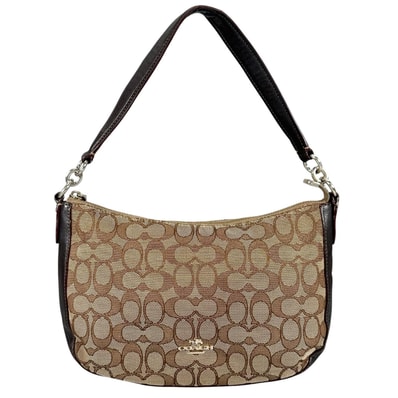 COACH コーチ ハンドバッグ キャンバス/レザー ブラウン レディース シグネチャー柄【中古】