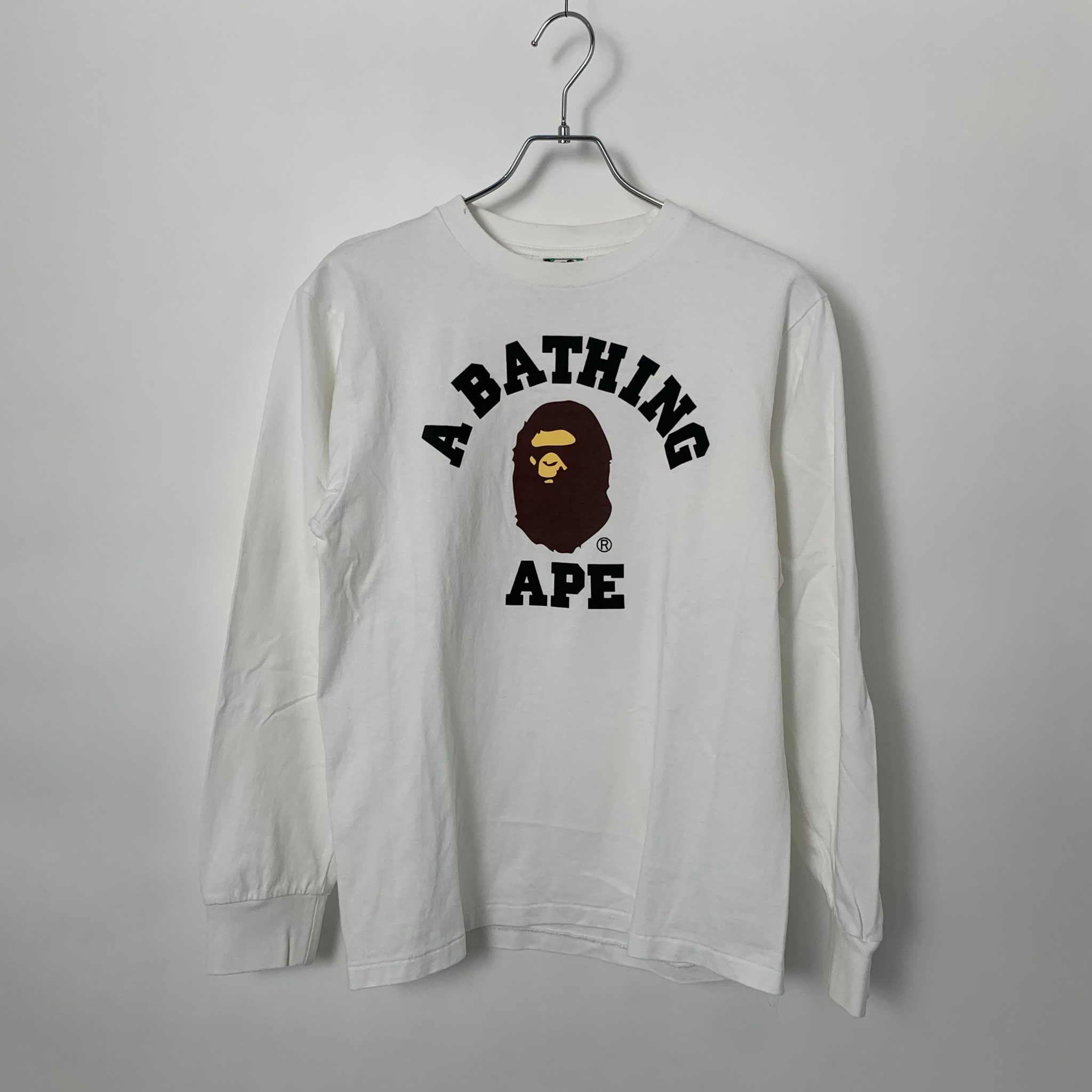 A BATHING APE College Long-Sleeve Tee White