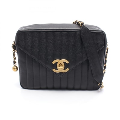 シャネル CHANEL マドモアゼル デカココマーク ショルダーバッグ バッグ レザー グレインドカーフスキン レディース ブラック系 【中古】