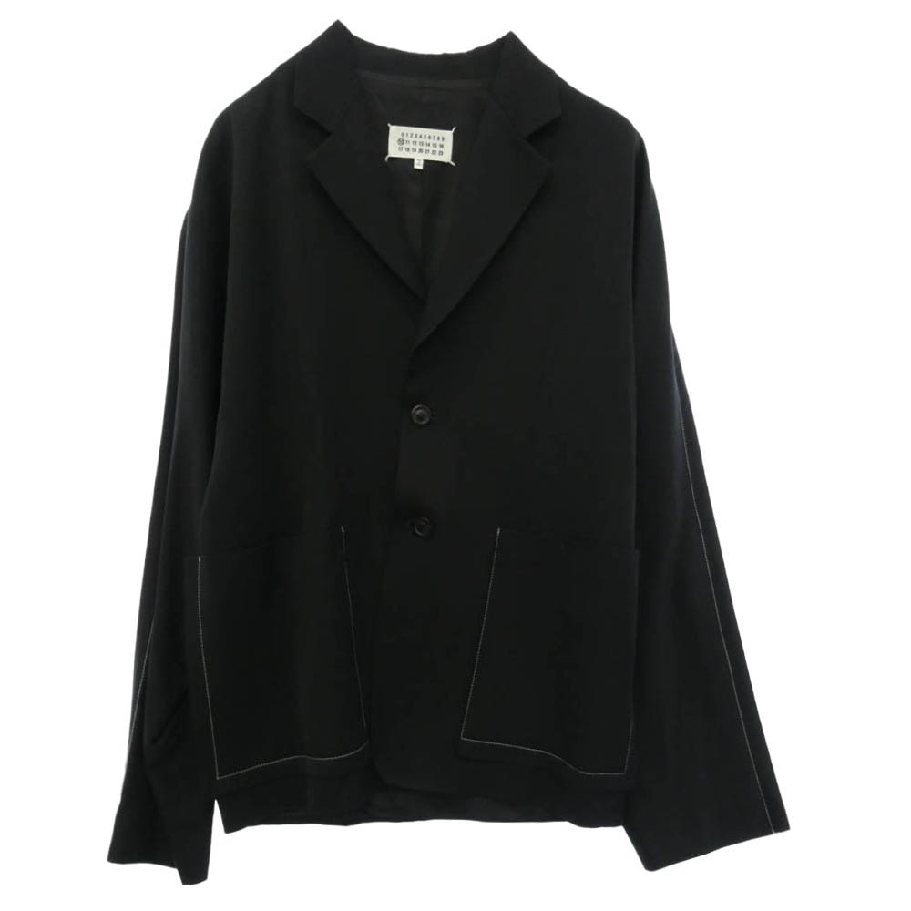 MAISON MARGIELA メゾンマルジェラ 19AW S30BN0445 Oversized Wool Blazer 10ライン 四つタグ オーバーサイズド ステッチ ウール ブレザー ジャケット ブラック系 44【中古】