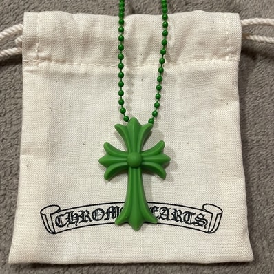 Chrome Hearts Rubber Small CH Cross Silicon Necklace "Green"