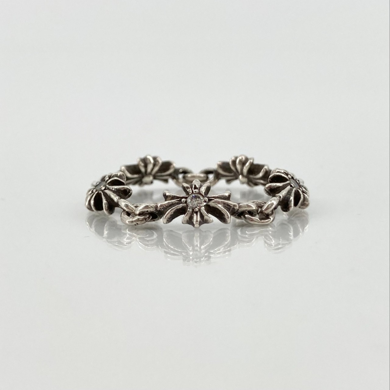 CHROME HEARTS(クロムハーツ) RING TNY E CH PLS DIA タイニーECHプラス ダイヤ シルバー SV925 ダイヤ付 リング・指輪 3.31g シルバー