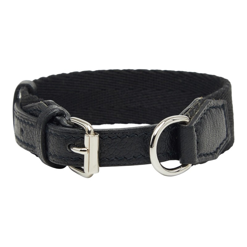 エルメス ケリー ドッグカラー 首輪 □M刻印 ブラック レザー キャンバス レディース HERMES 【中古】