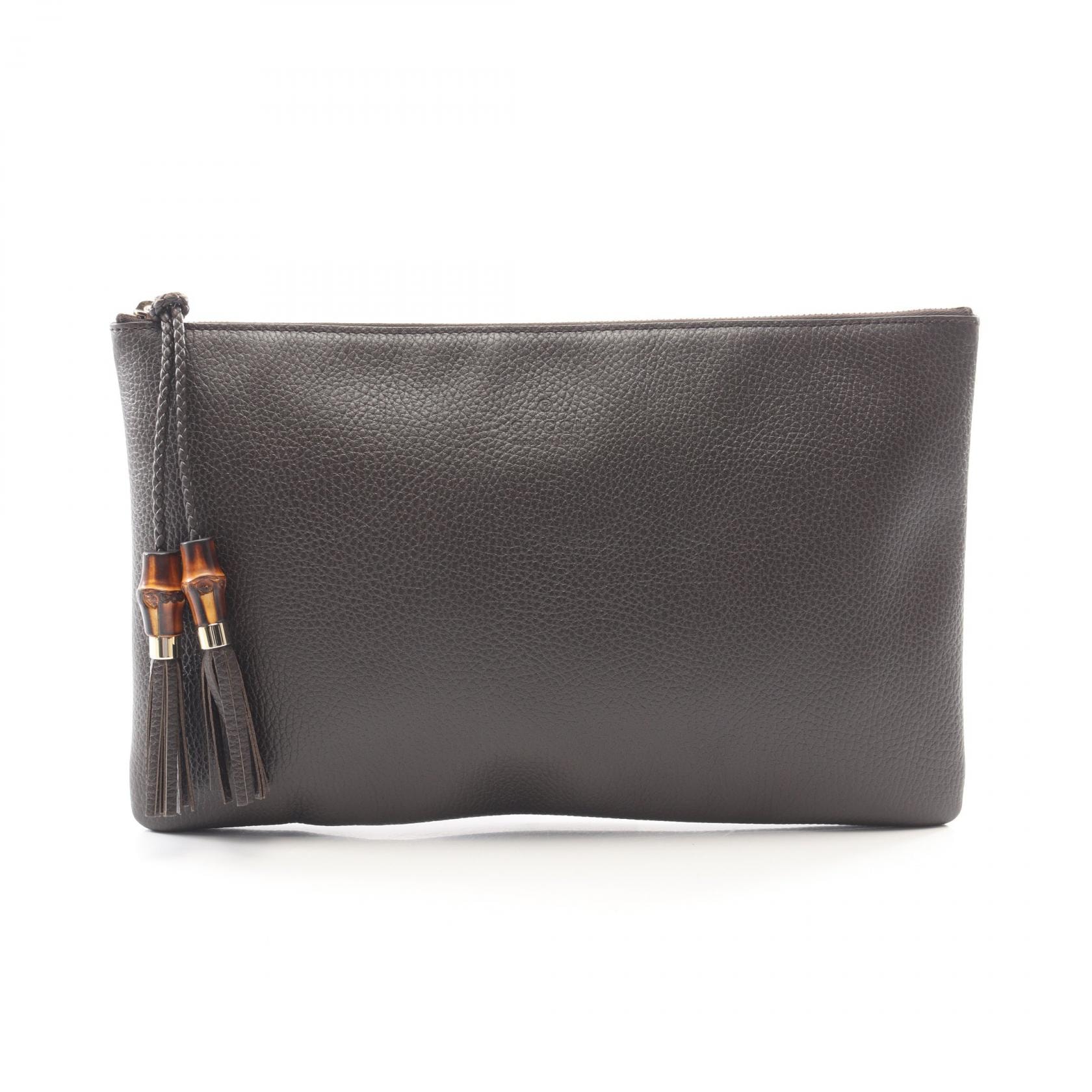 グッチ GUCCI バンブー セカンドバッグ クラッチバッグ バッグ レザー レディース ブラウン系 376858 【中古】