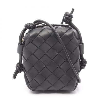 ボッテガヴェネタ BOTTEGA VENETA イントレチャート マイクロ ショルダーバッグ バッグ レザー レディース ブラック系 805806V4W518425 【中古】