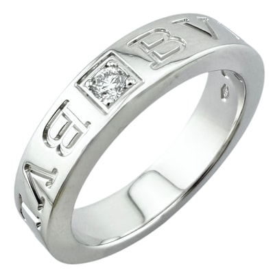 ブルガリ ブルガリブルガリ リング 指輪 7.5号 18金 K18ホワイトゴールド ダイヤモンド レディース BVLGARI 中古