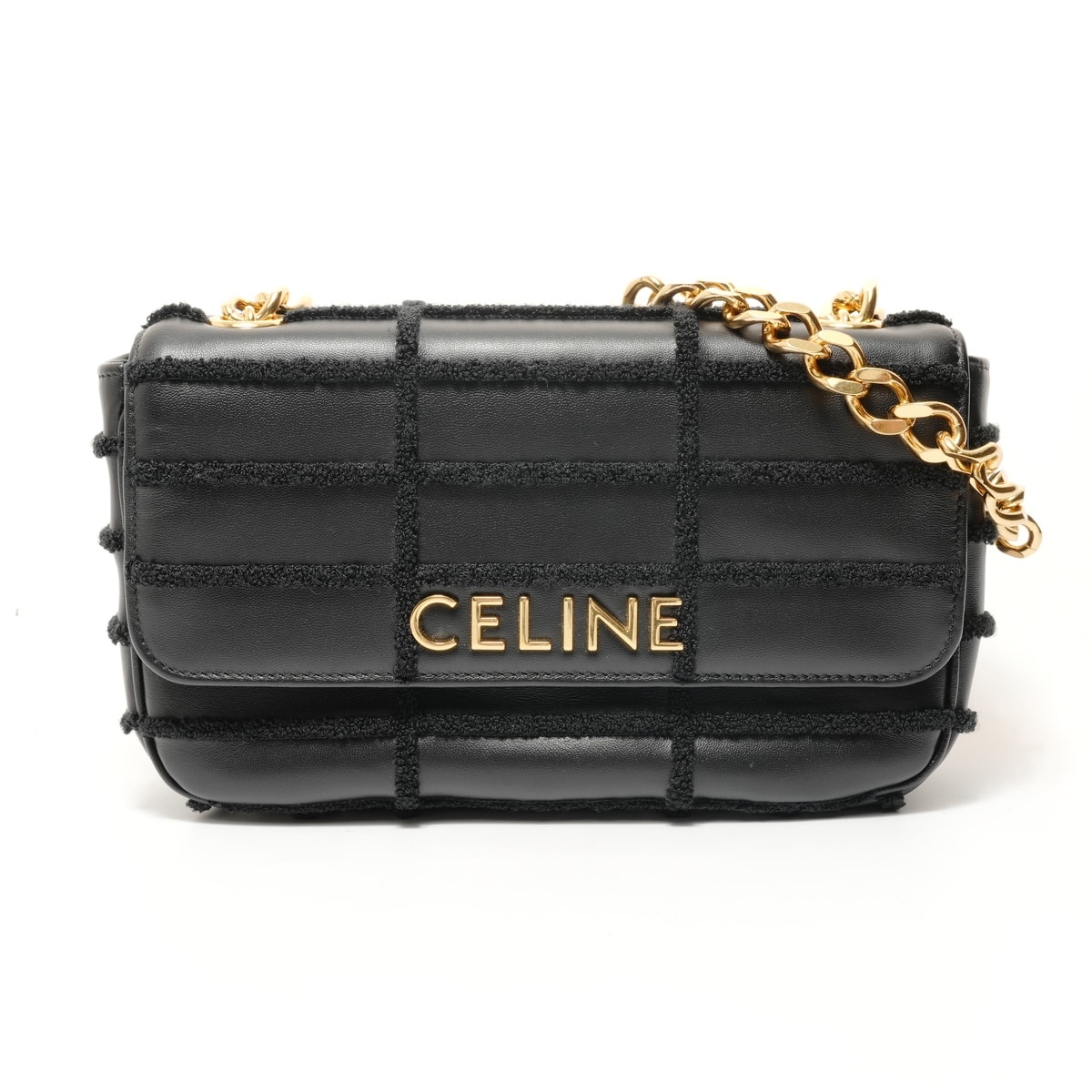 セリーヌ CELINE モノクローム チェーンショルダーバッグ レザー ショルダーバッグ【中古】