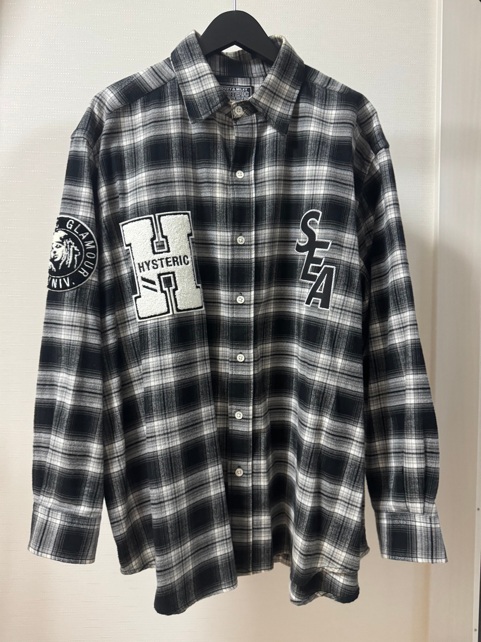 WIND AND SEA x HYSTERIC GLAMOUR Check Shirt "Black"