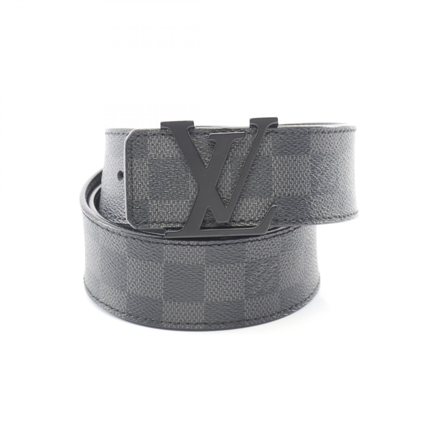 ルイ・ヴィトン LOUIS VUITTON サンチュール LV イニシアル ベルト 衣料品 PVCコーティングキャンバス ダミエ・グラフィット メンズ ブラック系 M9808 【中古】