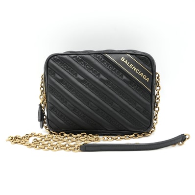 BALENCIAGA(バレンシアガ)ブランケット リポーター XS ショルダーバッグ ブラック レザー ゴールド金具 レディース 斜め掛け 518873【中古】