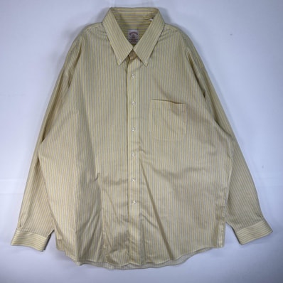 古着 ブルックスブラザーズ Brooks Brothers 長袖シャツ ストライプ 346 胸ポケ XL イエロー系 マルチカラー メンズ