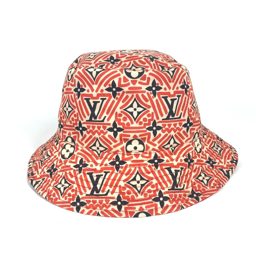 ルイヴィトン LOUIS VUITTON クレーム ルージュ モノグラム M76536 ハット帽 帽子 バケットハット ボブハット ハット ナイロン レッド 美品