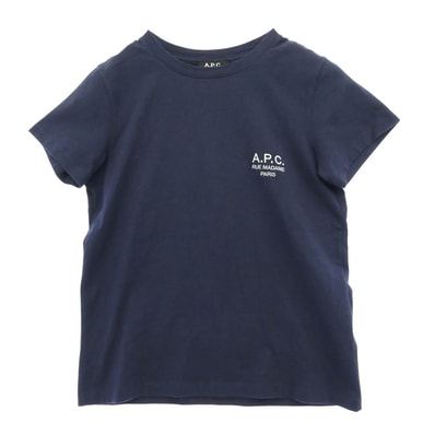 A.P.C. アーペーセー F26842 RUE MADAME PARIS ロゴ刺繍 リュ マダム パリ Tシャツ 半袖カットソー ネイビー系 XS【中古】