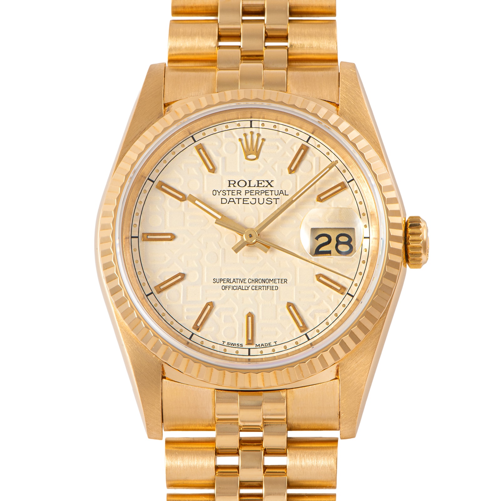 ROLEX ロレックス デイトジャスト 16238 L番 アイボリーホリコン Tritium  K18YG【中古】