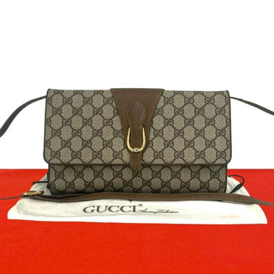 GUCCI グッチ GG ロゴ 金具 PVC レザー ショルダーバッグ ブラウン
41031