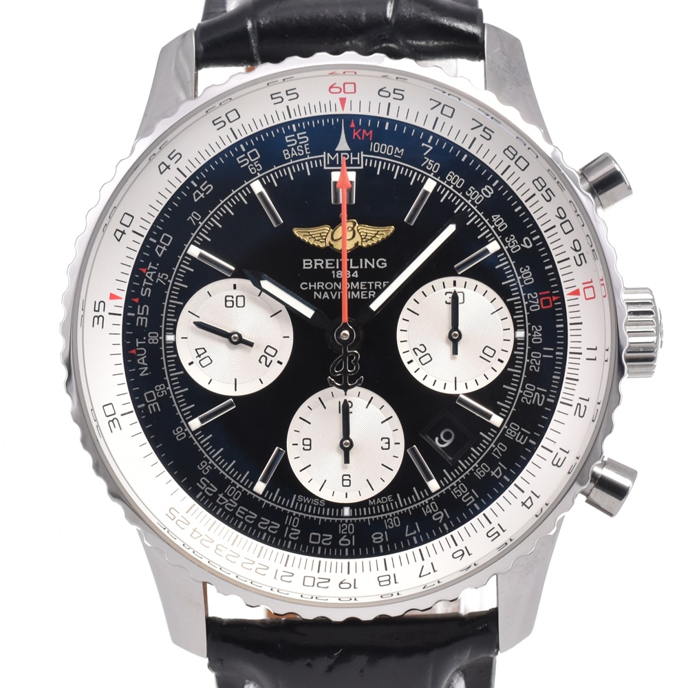 ブライトリング BREITLING AB0120 ナビタイマー 01 クロノグラフ デイト ブラック/シルバー 自動巻き メンズ 美品 箱付き 腕時計 G#147575