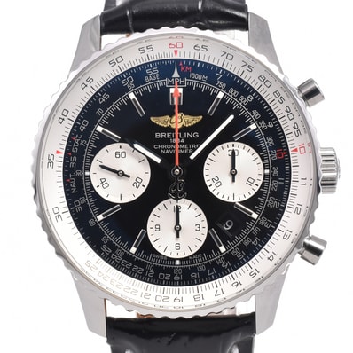 ブライトリング BREITLING AB0120 ナビタイマー 01 クロノグラフ デイト ブラック/シルバー 自動巻き メンズ 美品 箱付き 腕時計 G#147575