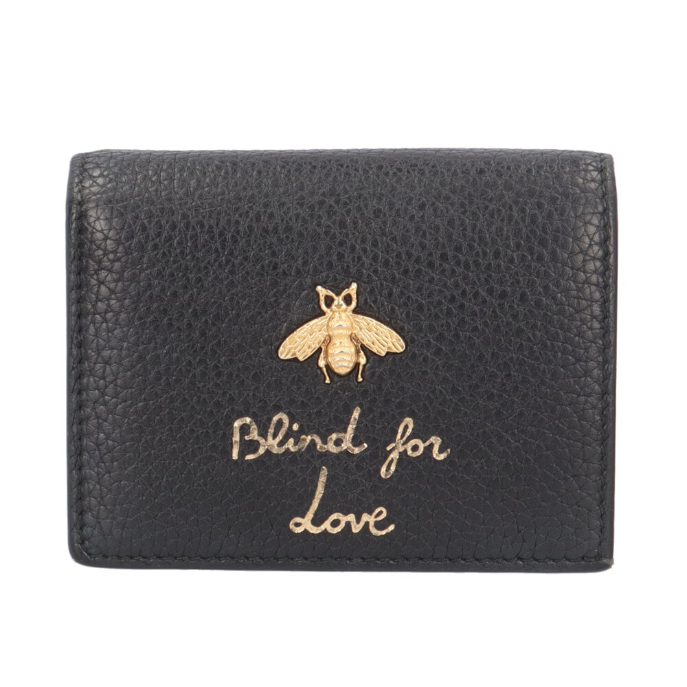 グッチ アニマリエ ビー 二つ折り財布 レザー 460185 レディース GUCCI  中古