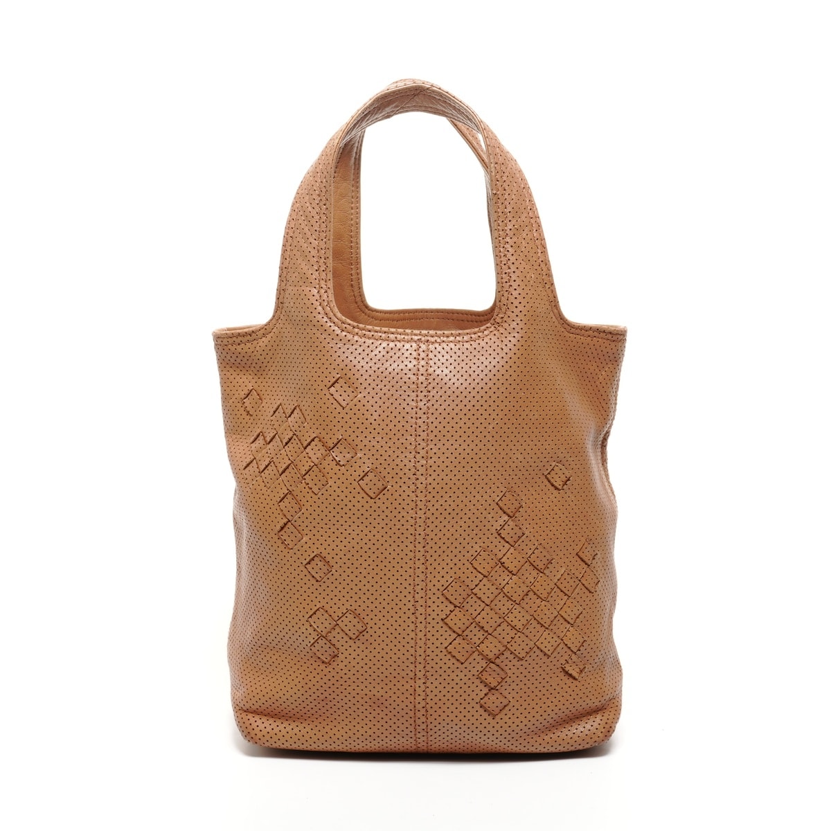 ボッテガヴェネタ BOTTEGAVENETA パンチング イントレチャート レザー ハンドバッグ【中古】