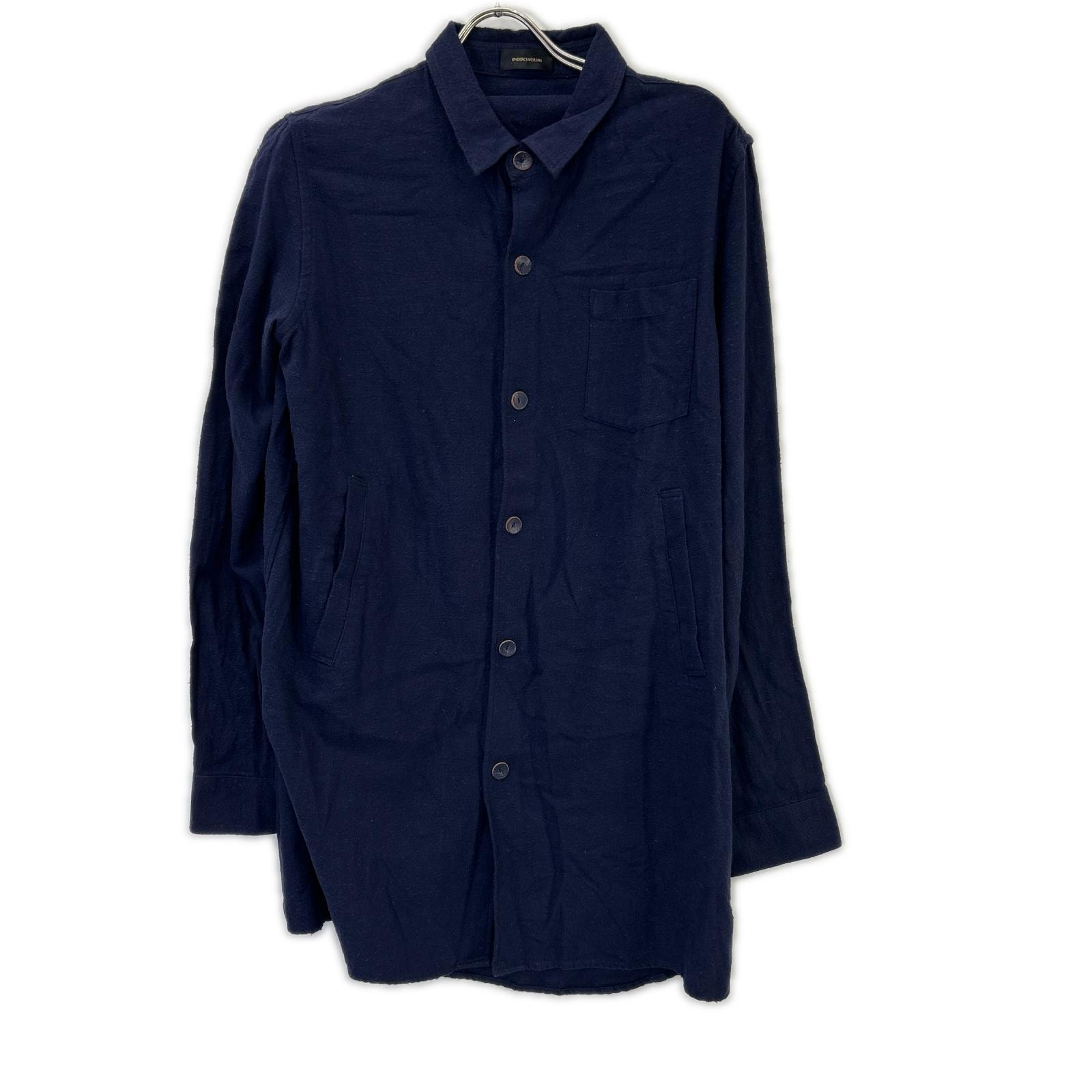 アンダーカバー 14AW ネイビー ネップロングシャツ 4