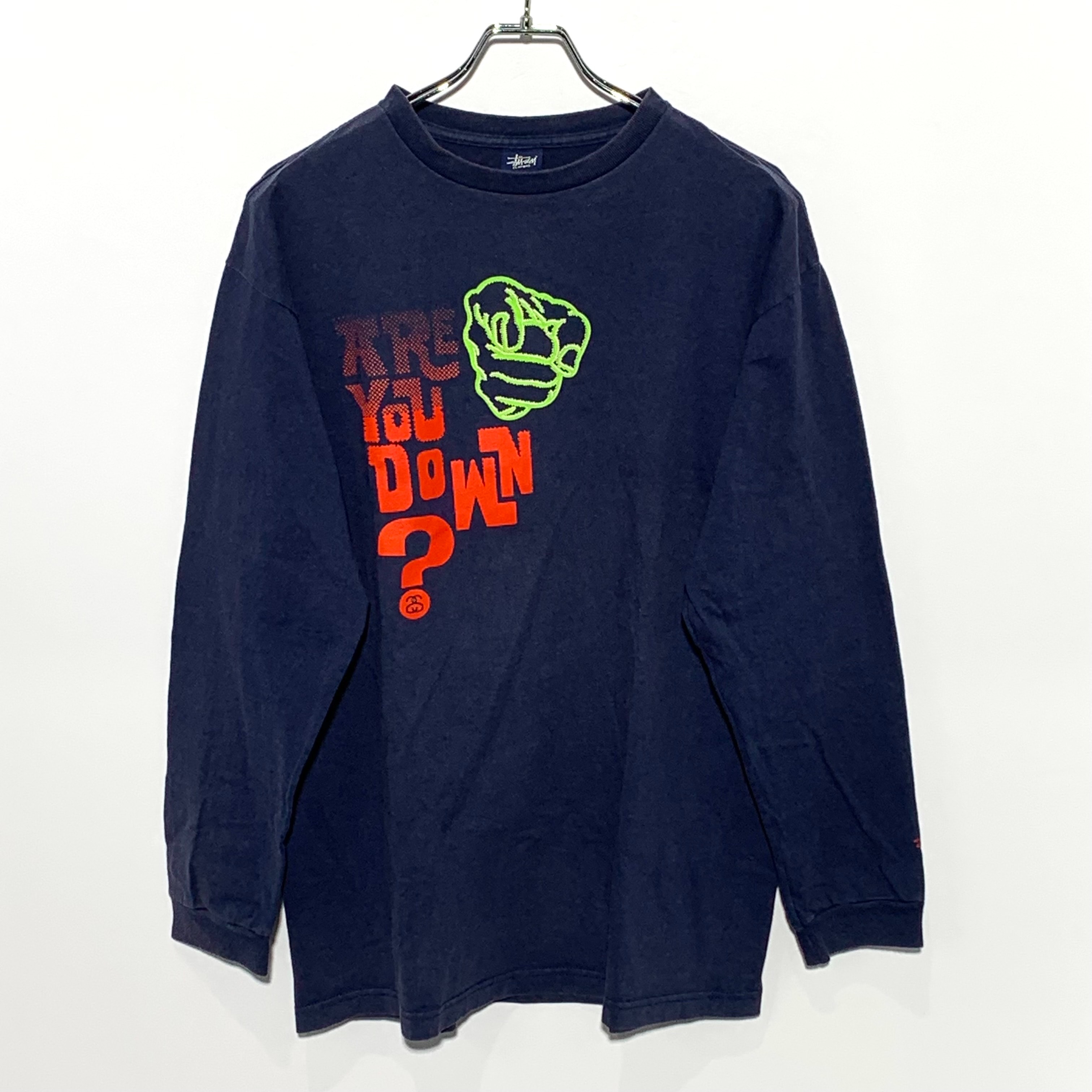 OLD Stussy Are You Down  L/S Tee "Navy"