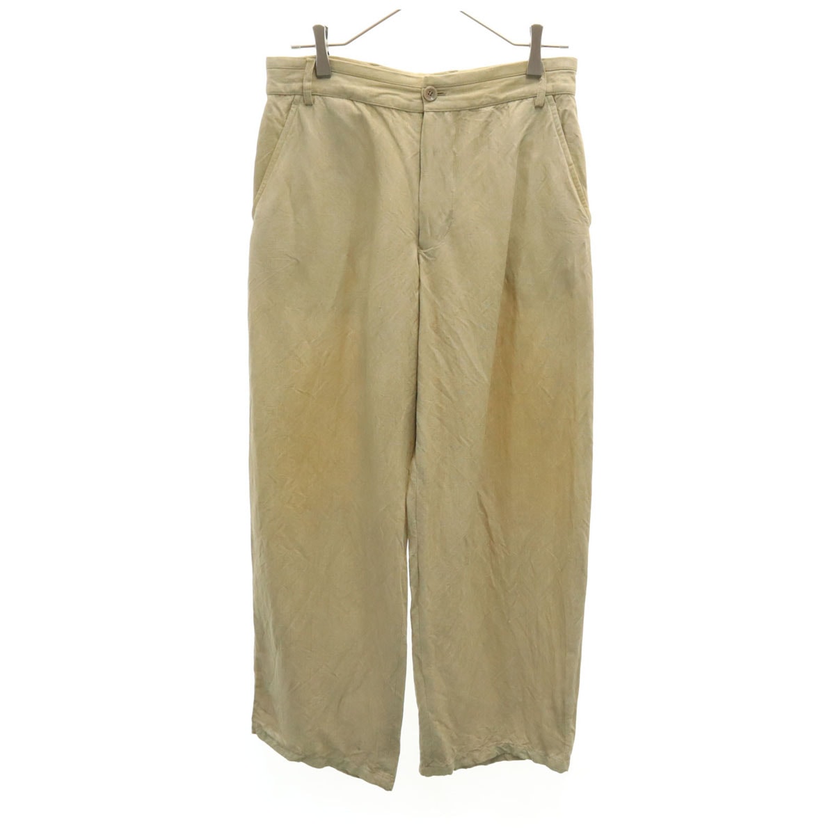 ARMANI COLLEZIONI アルマーニコレッツォーニ イタリア製 リネンブレンド ワイドパンツ 46 ベージュ