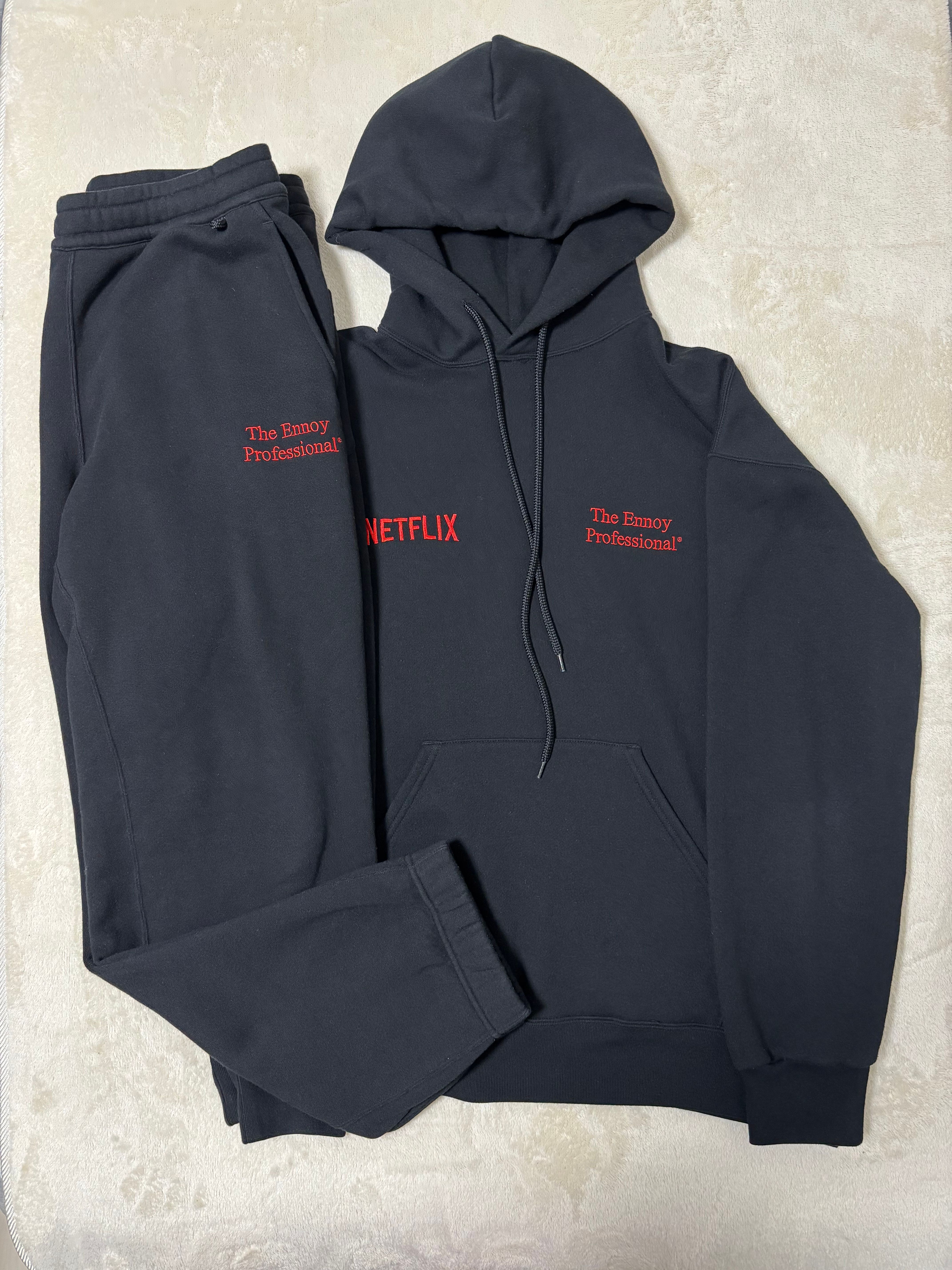 ENNOY Stylistshibutsu x Netflix 23AW Hoodie+Pants Setup "Black/Netflix Red"