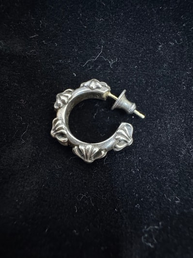 Chrome Hearts Cross Band Hoop Earrings Small "Silver"