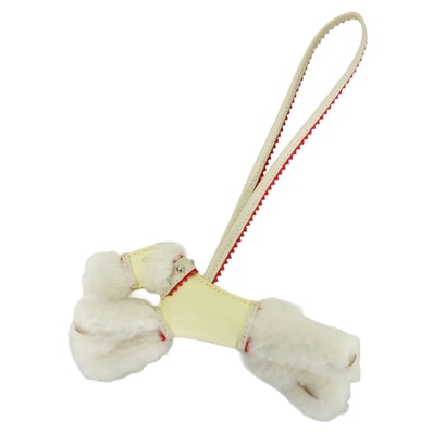 HERMES エルメス バッグチャーム バディ 犬 スタッズ 首輪付 ジョーヌミルトン/クレ/ルージュラデュ/エクリュ アニョーミロ(ラム)/ムートン シルバー金具 G刻印 新品