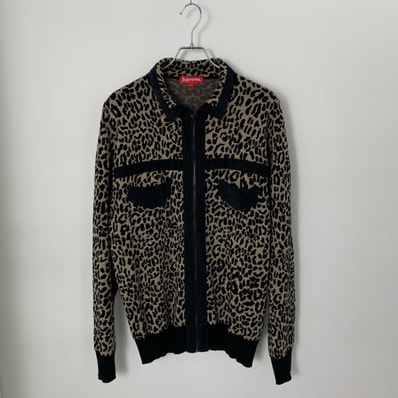 Supreme Corduroy Detailed Zip Sweater "Leopard" (18FW)