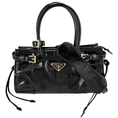 PRADA プラダ 2WAY ボニーミニ ハンドバッグ ショルダーバッグ 肩掛け 斜め掛け トライアングルロゴ トートバッグ 1BA486 レザー ブラック 黒 ゴールド金具 レディース 美品【中古品】