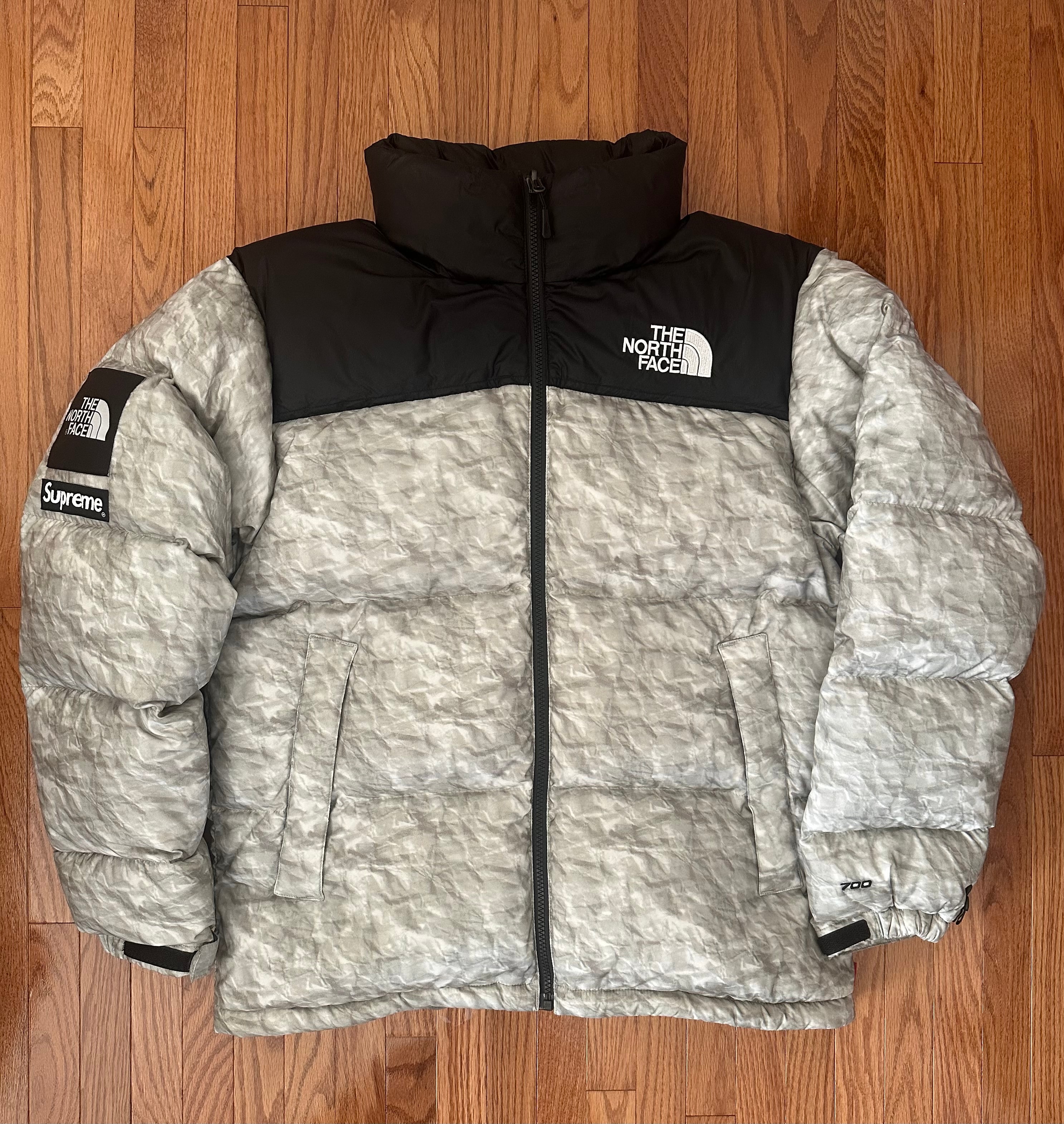Supreme x The North Face Nuptse Jacket "White Paper Print"