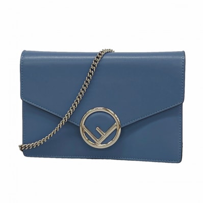 【6gd5034】フェンディ ショルダーバッグ エフイズフェンディ レザー ブルー シルバー金具【中古】レディース