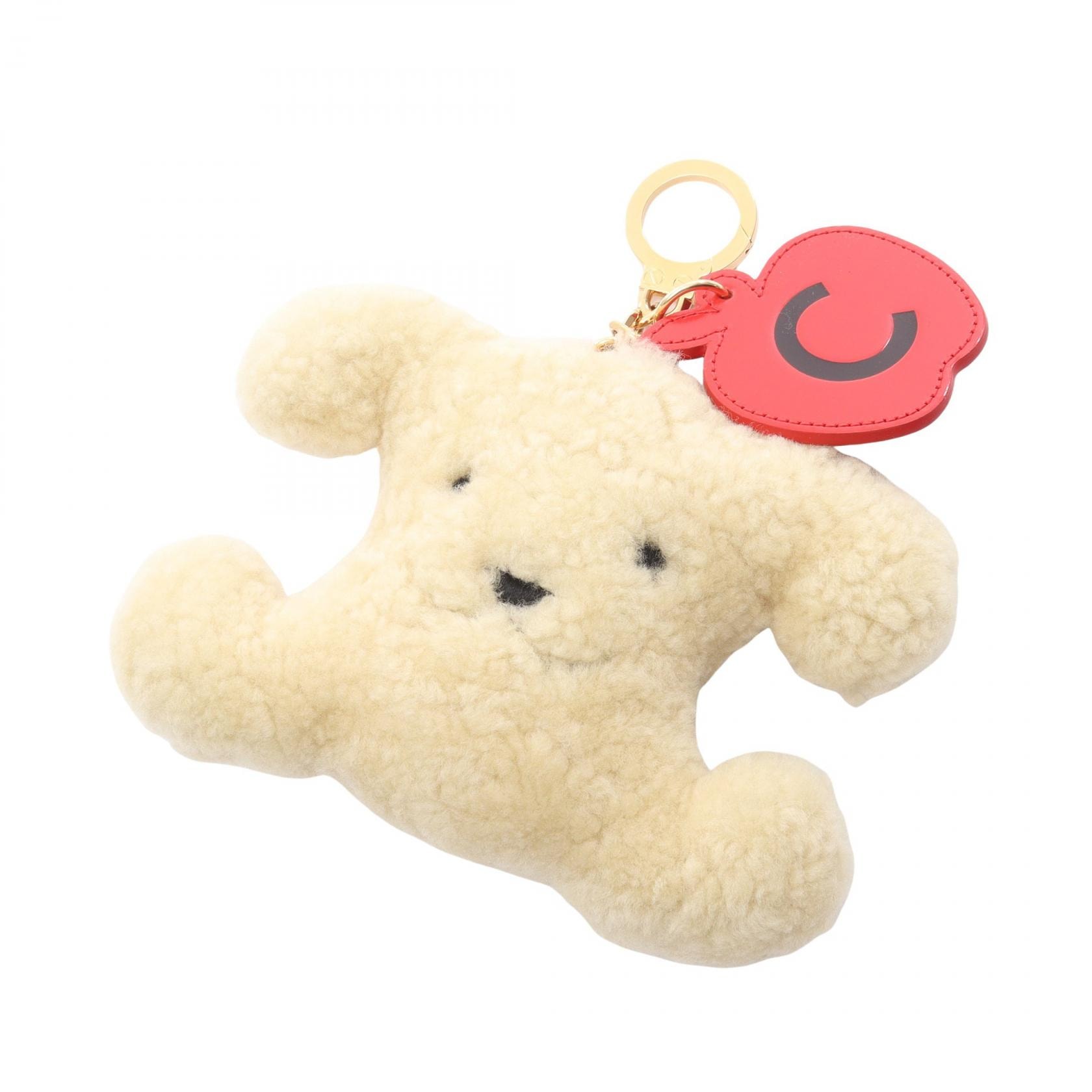 セリーヌ CELINE TRIOMPHE PON PON キーリング チャーム アクセサリー レザー ボア レディース ベージュ系 / レッド系 B10432V25GHD3 【新品】