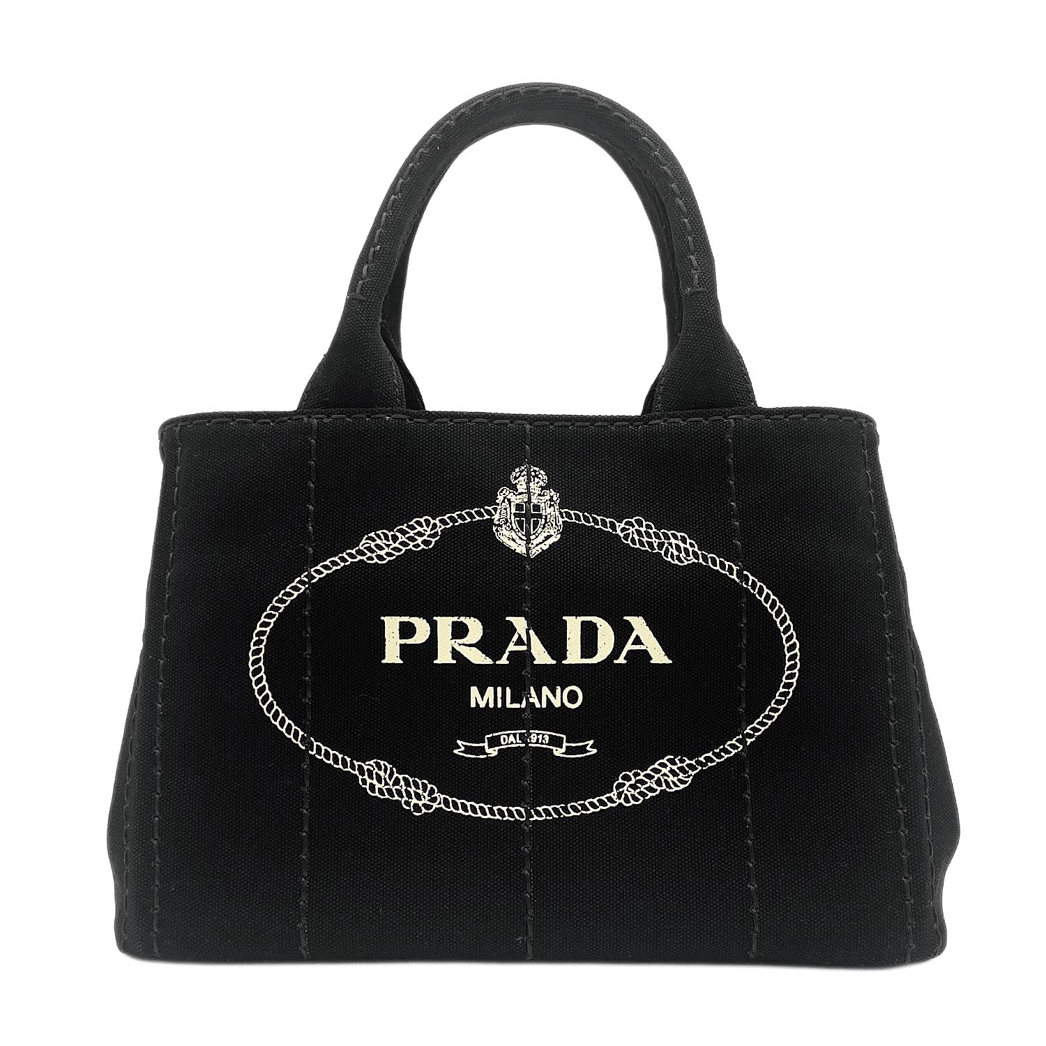 PRADA プラダ カナパ 2WAY トートバッグ
 ショルダーストラップ付 RFID 1BG439 キャンバス ブラック レディース
 【中古】