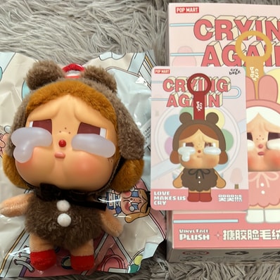 POP MART CRYBABY Crying Again Series Face Plush LOVE MAKES US CRY
