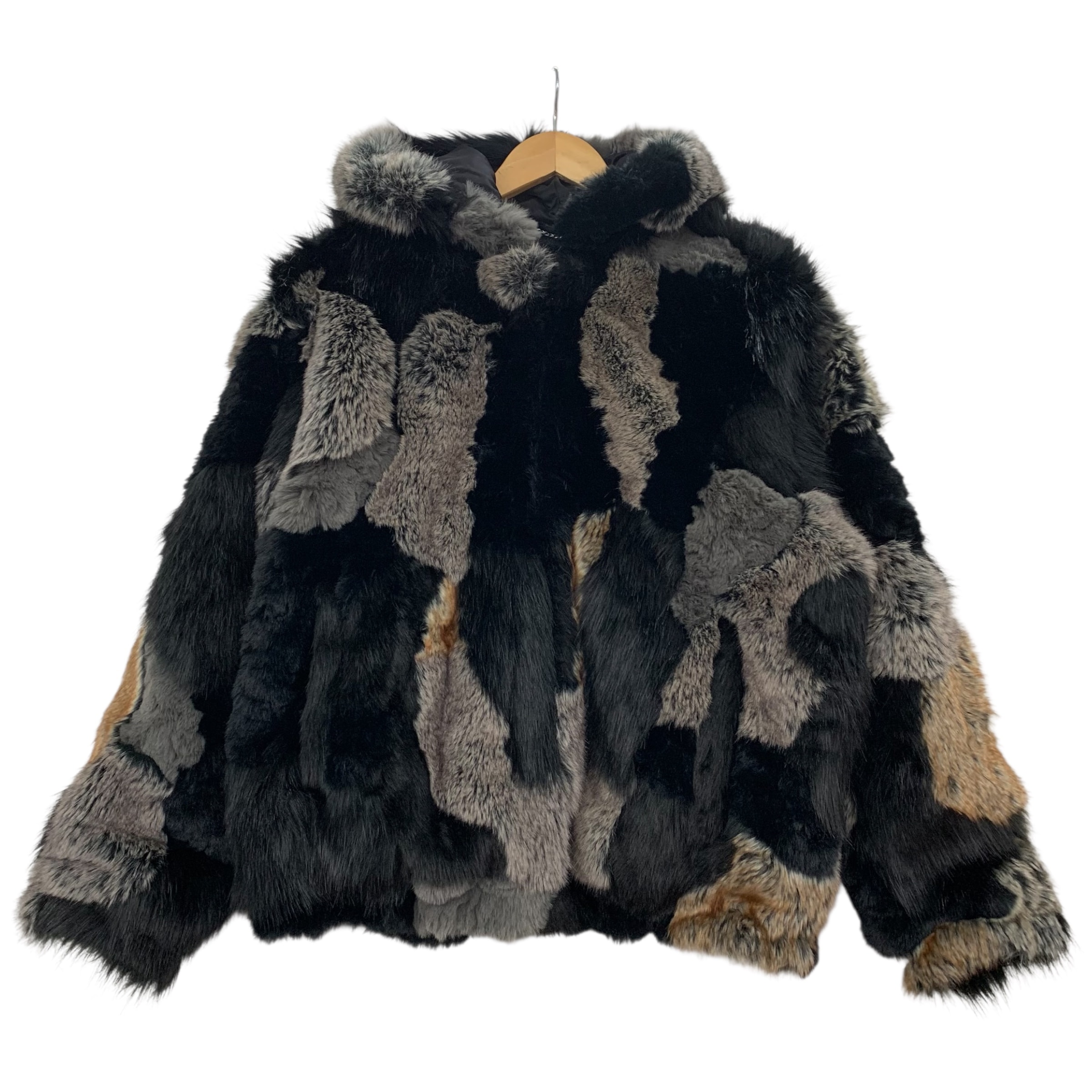 Supreme Patchwork WINDSTOPPER Hooded Faux Fur Jacket "Black"
