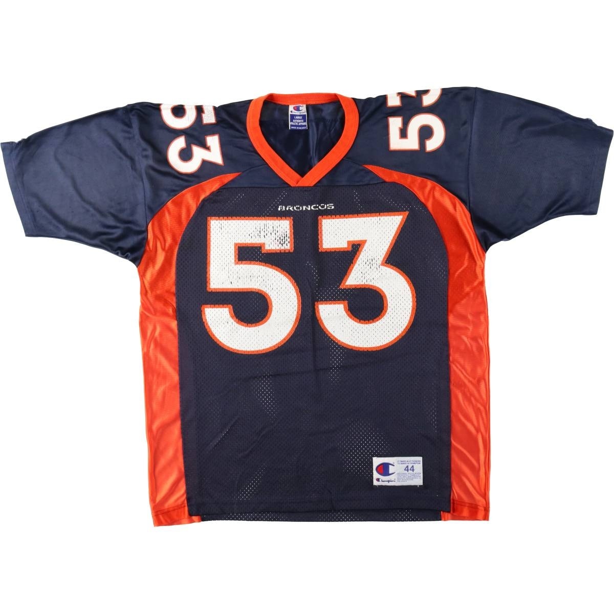 古着 90年代 チャンピオン Champion NFL DENVER BRONCOS デンバーブロンコス Vネック メッシュ フットボール七分袖Tシャツ メンズL相当 ヴィンテージ/eaa662634