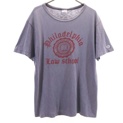 Champion チャンピオン SPORTSWEAR 復刻 半袖 Tシャツ L ブルー系 シングルステッチ