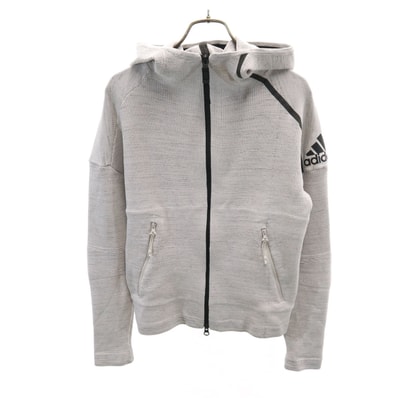 adidas アディダス 長袖 プライムニット ジップパーカー M グレー