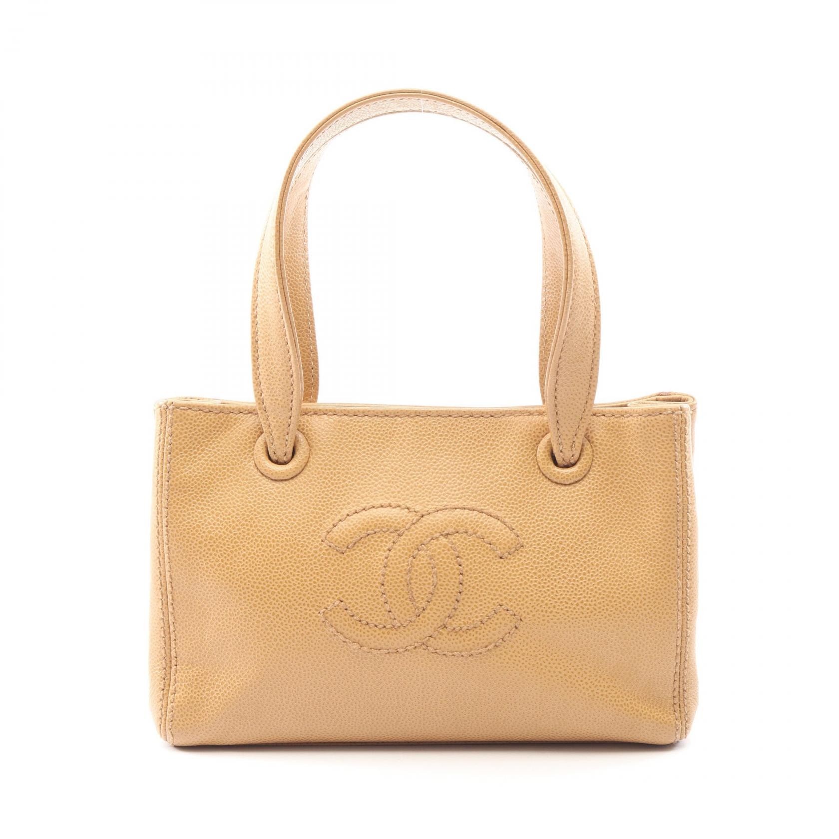 シャネル CHANEL ココマーク ミニ ハンドバッグ バッグ カーフ(牛革) レディース ベージュ系 【中古】