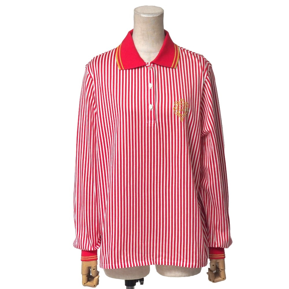 Christian Dior クリスチャンディオール ポロシャツ サイズM ボーダー CDロゴ刺繍 長袖シャツ ブランド古着【中古】20260420/RA9090