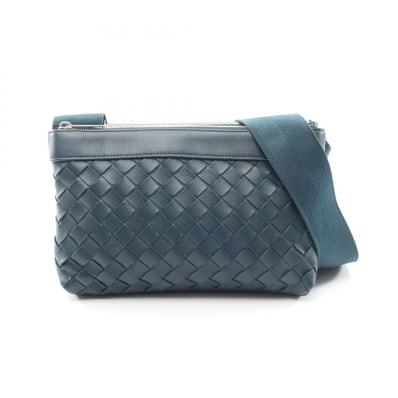 ボッテガヴェネタ BOTTEGA VENETA イントレチャート デュオ ショルダーバッグ バッグ レザー メンズ グリーン系 【中古】