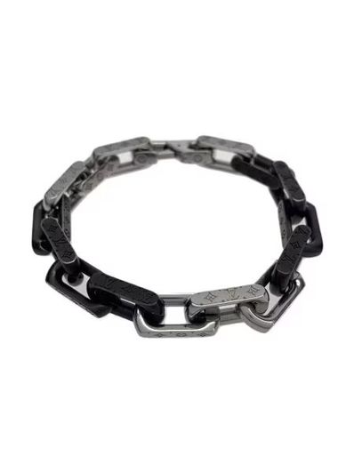 Louis Vuitton Monogram Chain Bracelet "Silver/Black"